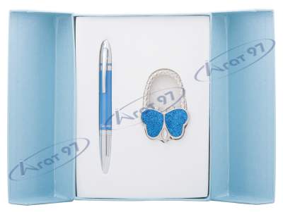 Набор подарочный "Lightness": ручка шариковая + крючек д/ сумки, синий