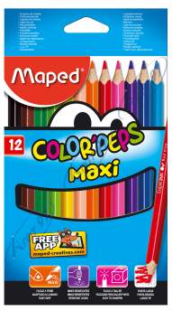 Карандаши цветные COLOR PEPS Maxi,утолщенные,  12 цветов