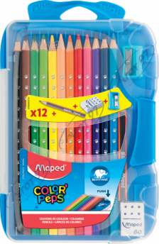 Олівці кольорові COLOR PEPS Smart Box, 12 кольорів +3 вироби, пенал
