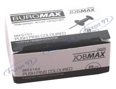 Кнопки-гвоздики цветные, JOBMAX, 25 шт. в карт.коробке