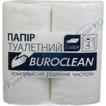 Папір туалетний целюлозний "Buroclean", 4 рулони, білий