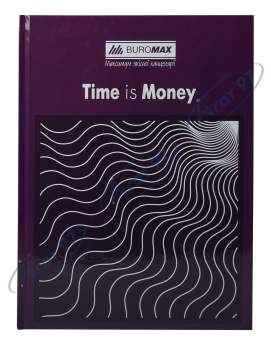 Книга канцелярская TIME IS MONEY, А4, 96 л., клетка, офсет, твердая ламинированная обложка, фиолетовая
