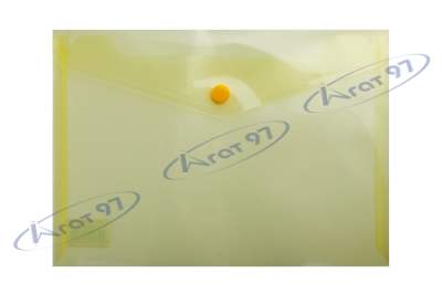 Папка-конверт, на кнопці, А5, глянцевий прозорий пластик, жовта