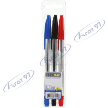 Набір з 3-х кул. ручок CLASSIC (тип "корвіна"), 0,7 мм, пласт. корпус, 3 кольори чорнил