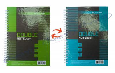 Книга записна DOUBLE, А5, 96 арк., клітинка, тверда ламінована обкладинка, зелена/блакитна