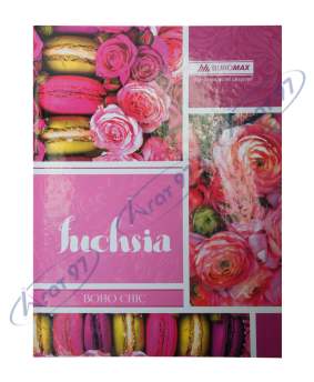 Книга канцелярська BOHO CHIC, А4, 96 арк., лінія, офсет, тверда ламінована обкладинка, рожева