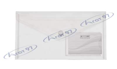 Папка-конверт TRAVEL, на кнопке, DL, глянцевый прозрачный пластик, прозрачная