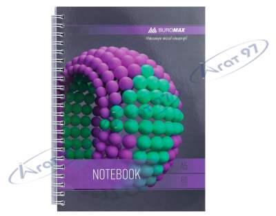 Зошит для нотаток SPHERE, А5, 80 арк., клітинка, картонна обкладинка, фіолетовий