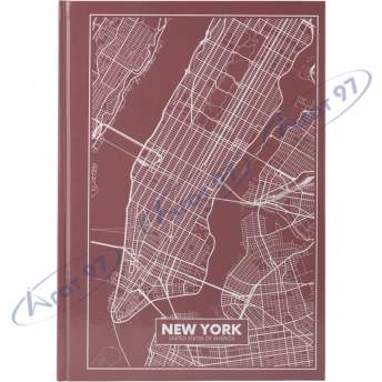 Книга записная А4 Maps New York, 96 л., кл., розово-корич.