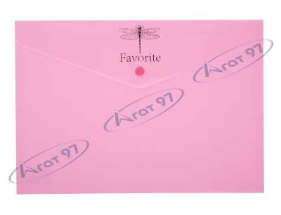 Папка-конверт на кнопці FAVOURITE, PASTEL, А4, рожева