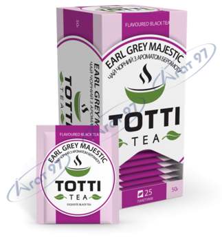 Чай чорний TOTTI Tea «Ерл Грей Маджестік», пакетований, 2г*25*32