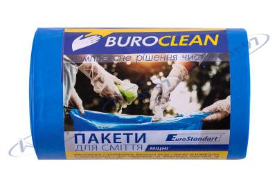 Пакети для сміття  60л/40 шт, міцні, сині  600х800мм, 21мкм BuroClean EuroStandart