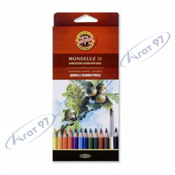 Олівці кольорові акварельні художні MONDELUZ, 24 кольори