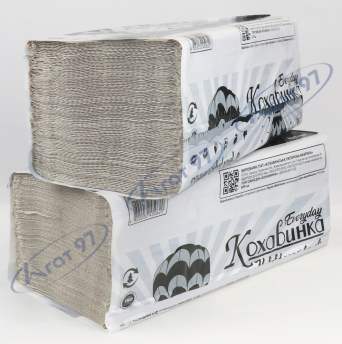 Рушники паперові макулатурні V-подібні, 23х25 см, 200 листів, сірий КОХАВИНКА