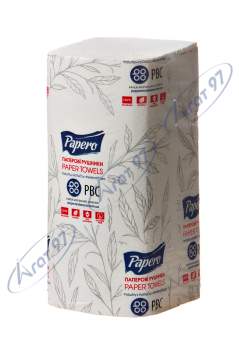 Рушники паперові целюлозні Z-образні 22.5х22 см, 200 листів, 2-х сл., білий PAPERO