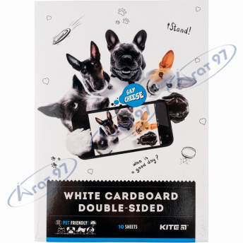 Картон білий (10арк), A4 Kite Dogs