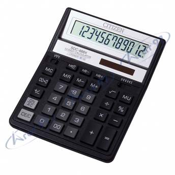 Калькулятор Citizen SDC-888 ХBK, 12 розрядів, чорний