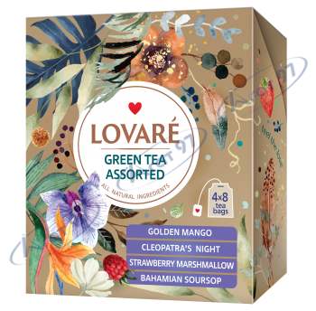 Чай зелёный 1.5г*32, пакет, ассорти, LOVARE