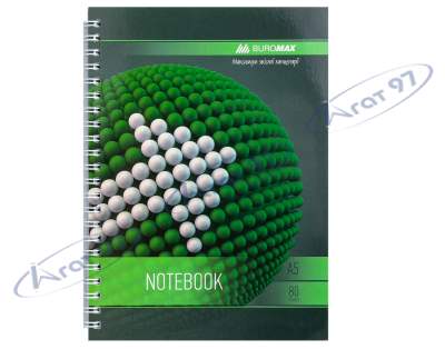 Зошит для нотаток SPHERE, А5, 80 арк., клітинка, картонна обкладинка, зелений