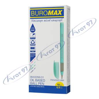 Ручка масляная PROVENCE GRIP, PASTEL, 0,5 мм, рез. грип, трехгр.корпус, синие чернила