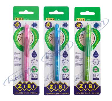 Ручка шариковая для правши с резиновым грипом, синий, блистер (1шт.), KIDS Line