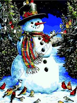 Картина по номерам "Снеговик в цилиндре", 40*50, ART Line