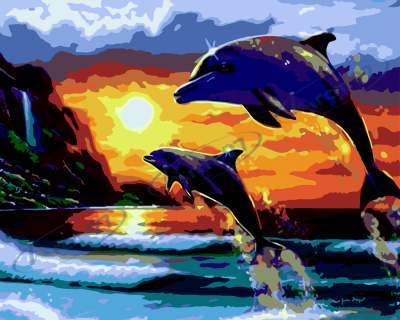 Картина по номерам "Дельфины и море", 40*50, ART Line