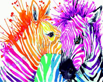 Картина за номерами "Веселкові зебри", 40*50, ART Line
