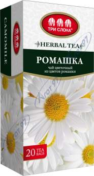 Чай квітковий 1г*20, пакет, "Ромашка", ТРИ СЛОНИ