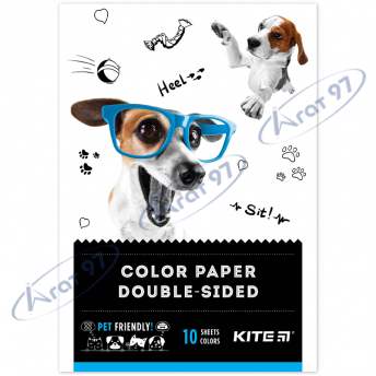 Папір кольор. двостор. (10арк/10кол), А5 Kite Dogs