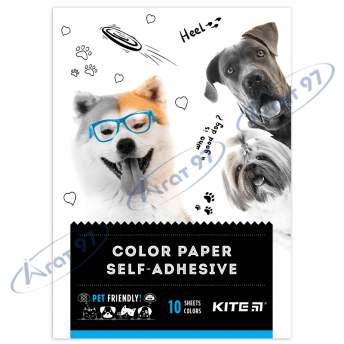 Папір кольор. самоклейкий (10 арк/10 кол), А5 Kite Dogs